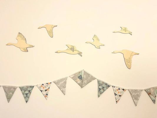 3 Gänse Vogel Dekoration Kinderzimmer aus Holz